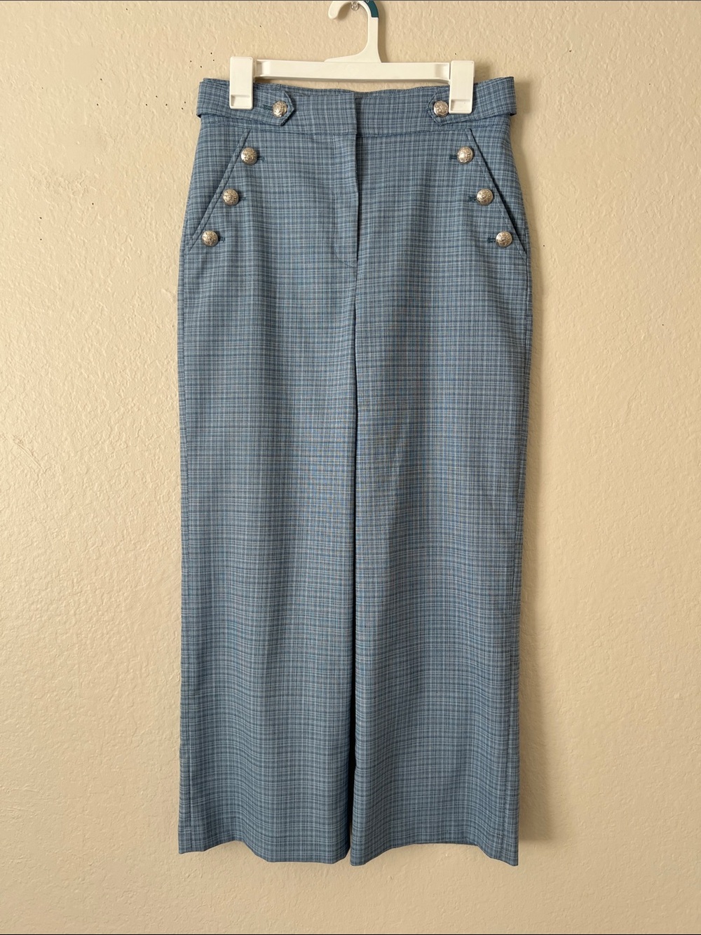 Like New! VERONICA BEARD Wool Blend Multi Plaid Button Pocket Cropped 6
